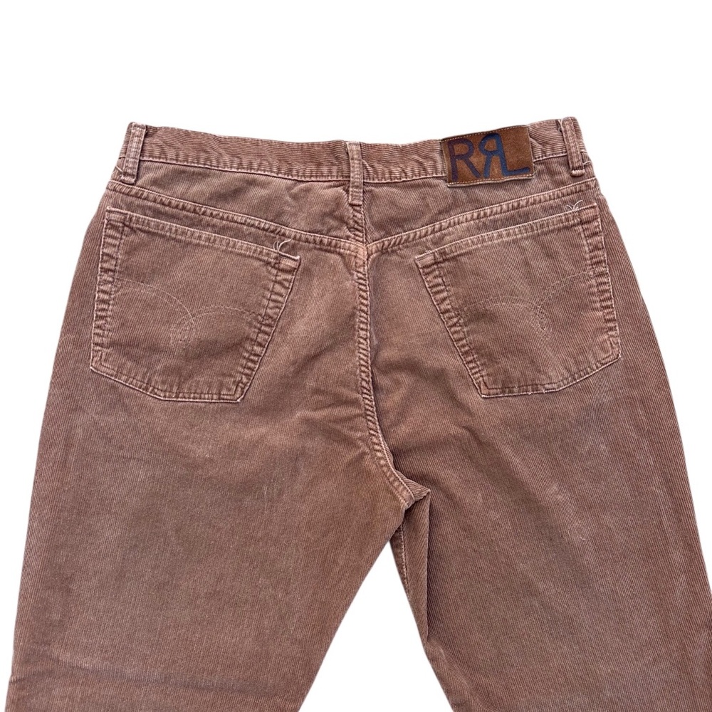 Ralph Lauren Double RL Brown Corduroy Pants with Leather Waist Patch